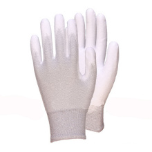 Nylon Liner Knit Handgelenk Weiß PU Coated Handschuh